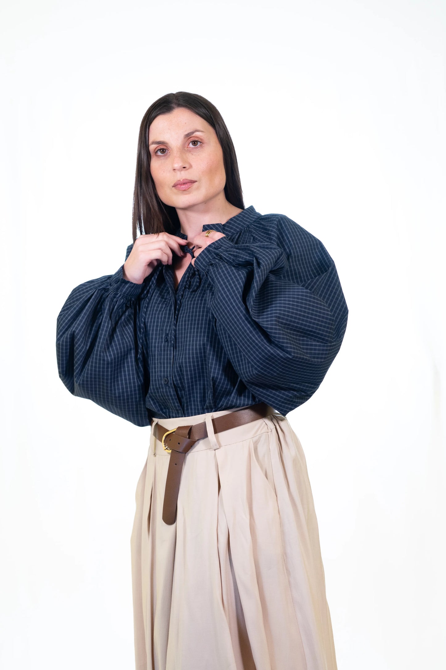 BLUSA AZUL ESCURO MANGAS BALÃO OLIVIA