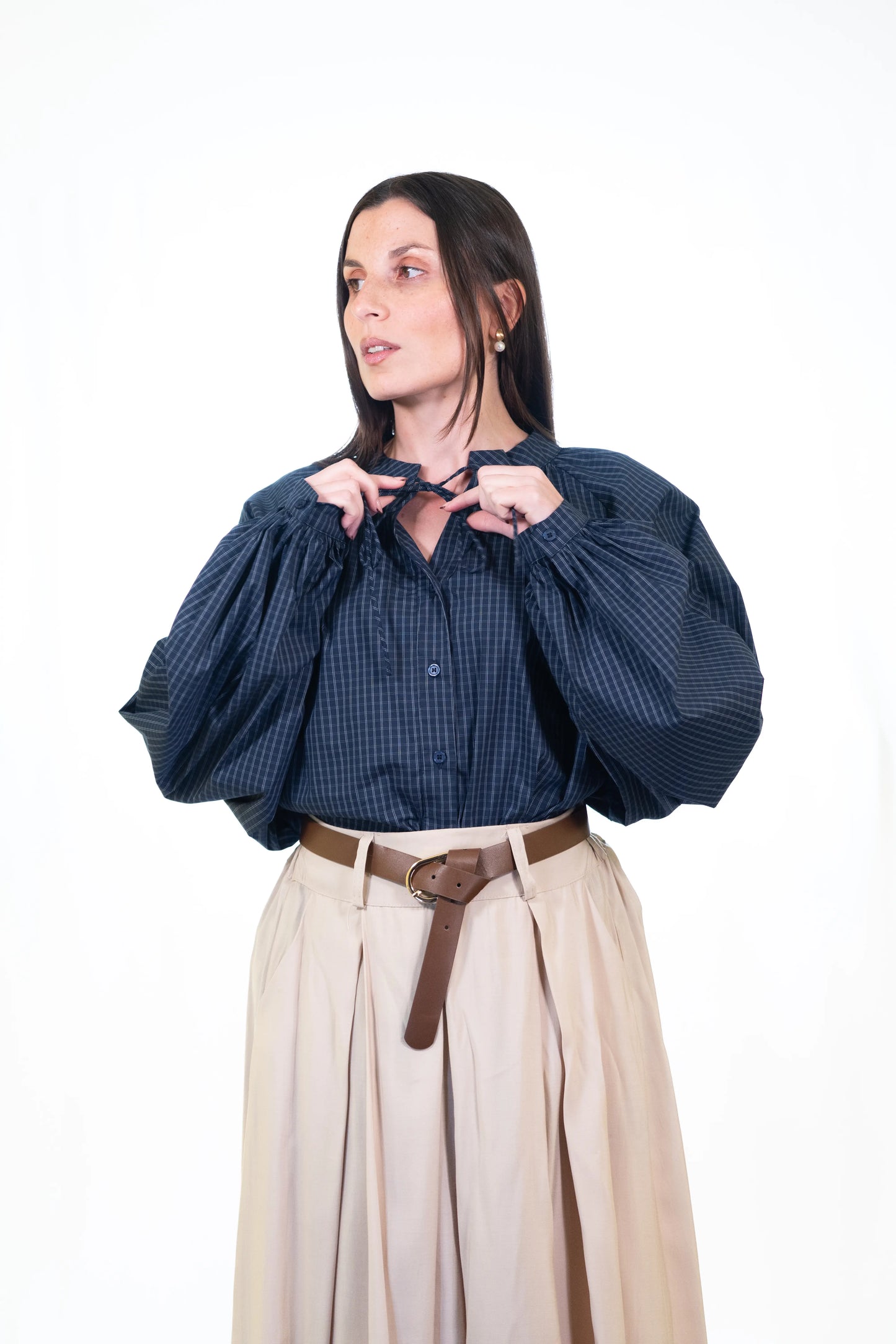 BLUSA AZUL ESCURO MANGAS BALÃO OLIVIA